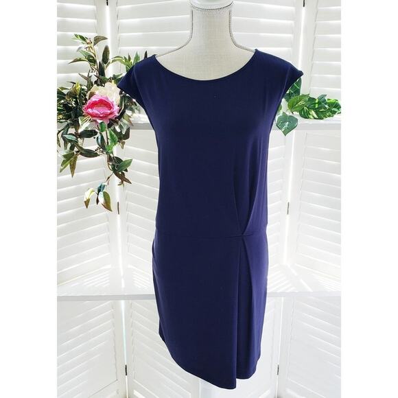 EILEEN FISHER NAVY SLEEVELESS PIN TUCK DRESS SMP - Picture 1 of 4